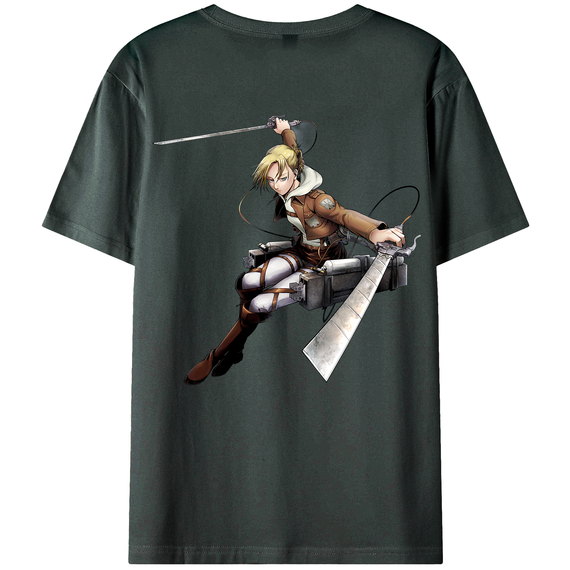 （画像用） 進撃の巨人 アニ・レオンハート Attack on Titan Annie Leonhart 綿100％ メンズ半袖Tシャツ（バックプリント） 通気性